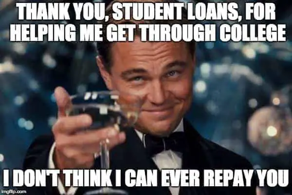 Student loan meme featuring Leonardo DiCaprio