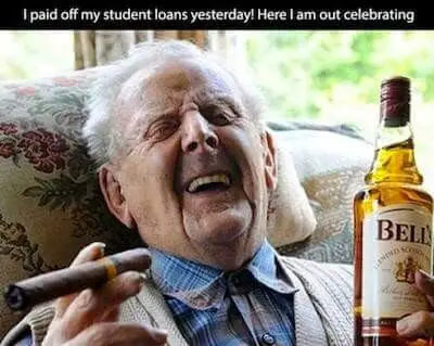 Student loan meme about paying off your debt
